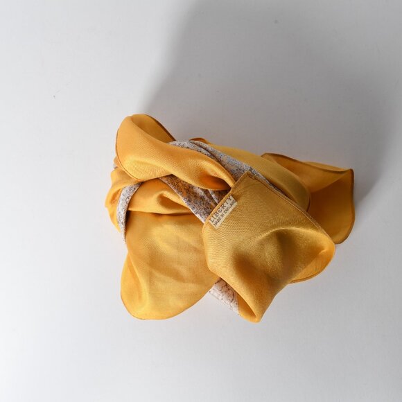Vintage Liberty of London Mustard and Cream Silk Scarf - Intricate Print - Picture 5 of 5